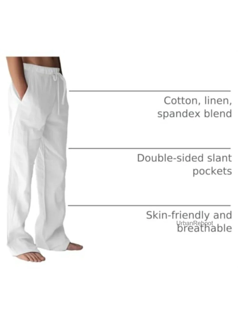 Men's Linen Pants Summer Casual Lightweight Elastic Drawstring Yoga Trousers